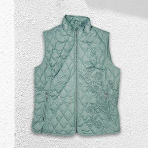 Eddie Bauer Quilted Down Vest Mint Green Size M